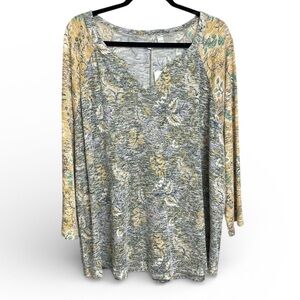 Cato Grey Yellow Floral Print Women's Top Size 22/24 NWT